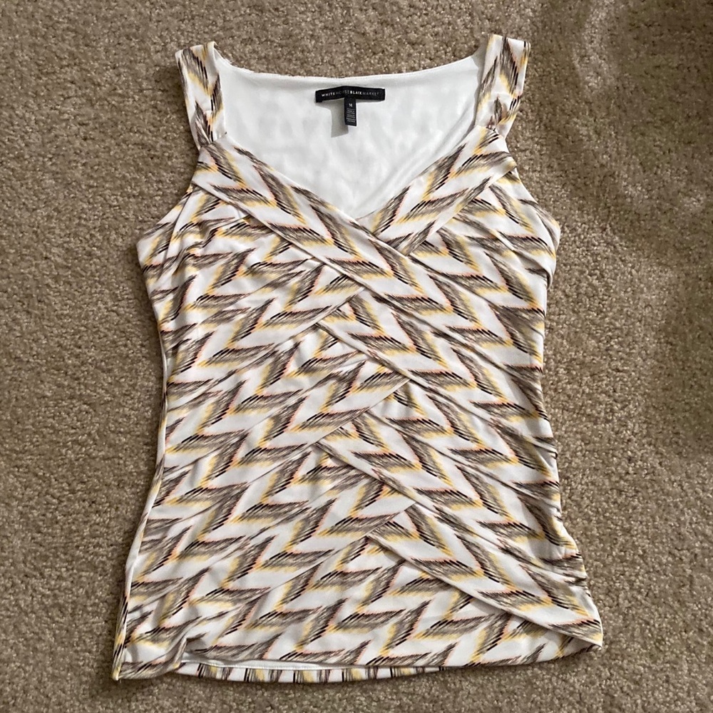 White yellow brown pink WHBM tank top shirt blouse